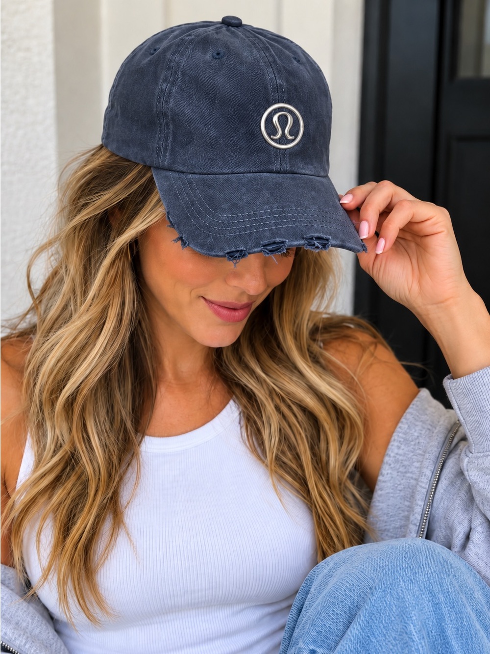 Lululemon Distressed Baseball Cap Washed Navy Blue NWT One Size